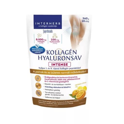 Interherb Kollagén&Hyaluronsav italpor nádcukorral Narancsízű 360 g