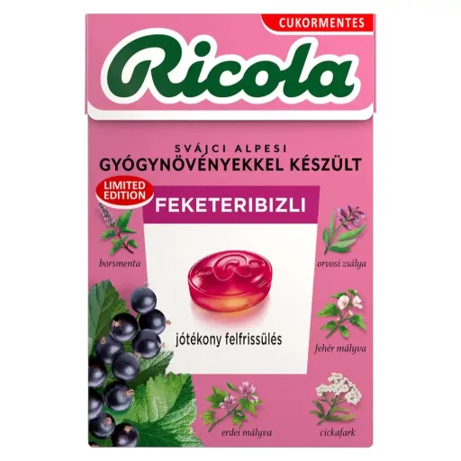 Ricola cukormentes gyógynövényes cukorka - feketeribizli 40 g