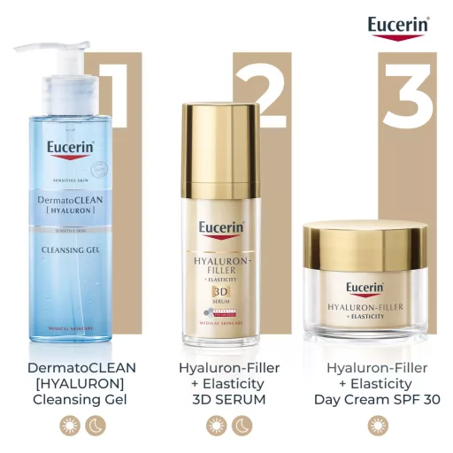 Eucerin Hyaluron-Filler + Elasticity bőrtömörséget regeneráló nappali arckrém SPF30 öko-utántöltő 50 ml