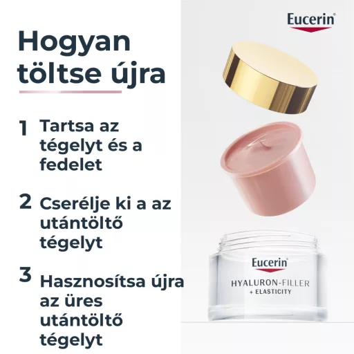 Eucerin Hyaluron-Filler + Elasticity bőrtömörséget regeneráló nappali arckrém Rose SPF30 öko-utántöltő 50 ml