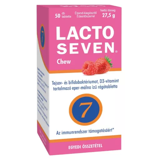 Lacto Seven Chew eper-málna ízű rágótabletta 50 db