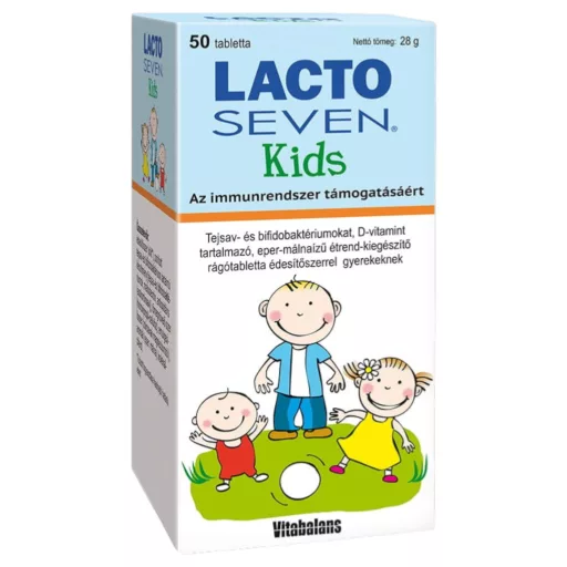 Lacto Seven Kids eper-málna ízű rágótabletta 50 db