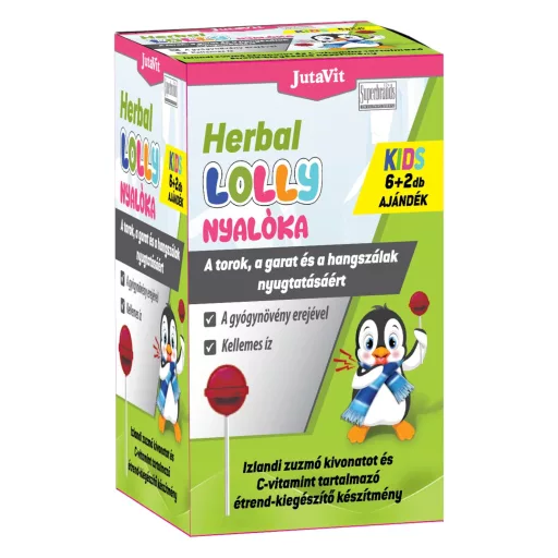 Jutavit Herbal Lolly Kids nyalóka torokfájásra 6+2 db