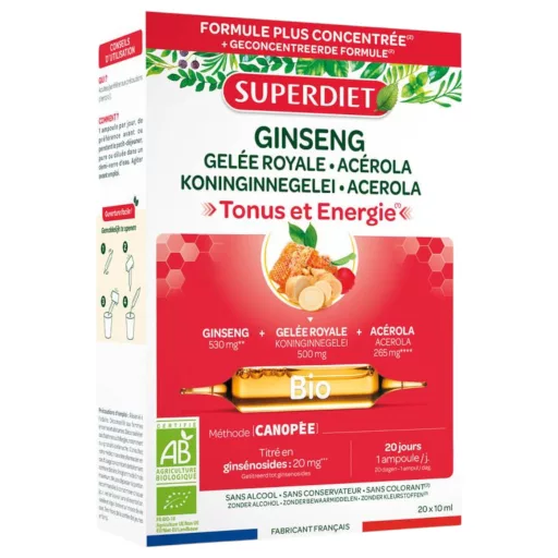 SUPERDIET Bio Ginseng+Méhpempő+Acerola Energy ivóampulla 20x10 ml