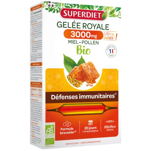 SUPERDIET Bio Organikus méhpempő 3000 mg ivóampulla 20x15 ml