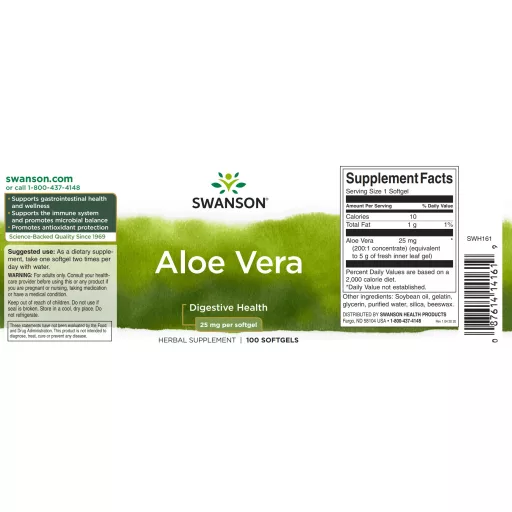 SWANSON Aloe Vera 25 mg lágyzselatin kapszula 100 db