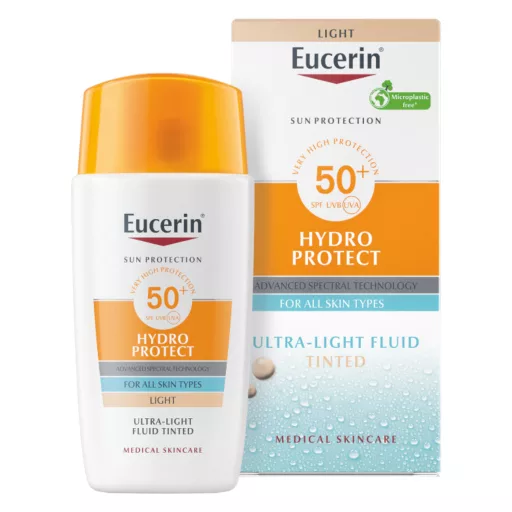 Eucerin Sun Hydro Protect SPF50 ultra könnyű színezett napozó fluid arcra - light 50 ml