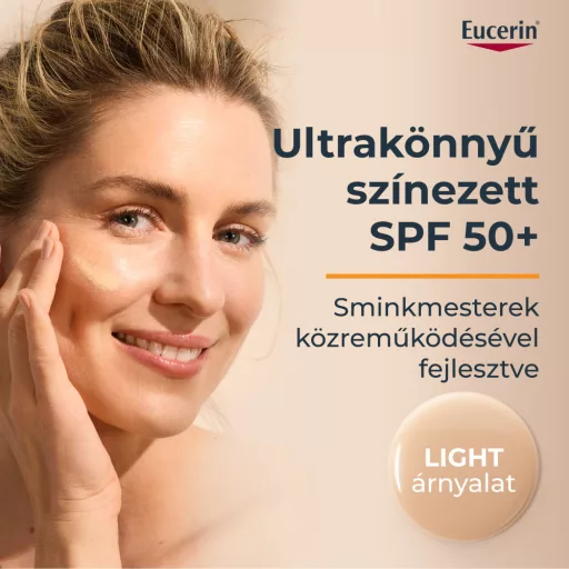Eucerin Sun Hydro Protect SPF50 ultra könnyű színezett napozó fluid arcra - light 50 ml