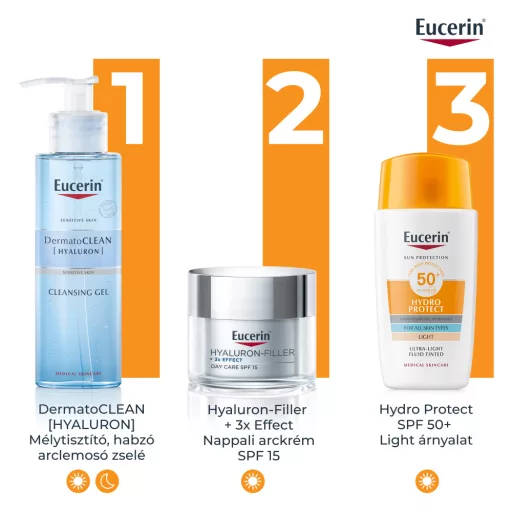 Eucerin Sun Hydro Protect SPF50 ultra könnyű színezett napozó fluid arcra - light 50 ml