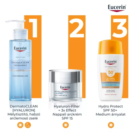 Eucerin Sun Hydro-Protect SPF50 ultra könnyű színezett napozó fluid arcra - medium 50 ml
