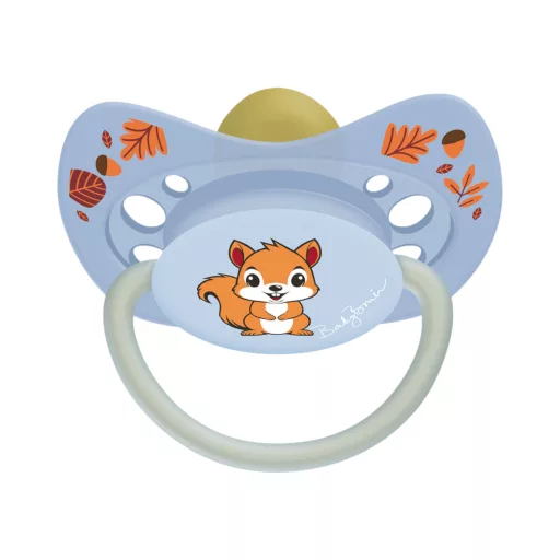 Baby Bruin latex játszócumi világító karikával cseresznye cumival 1-es - mókus