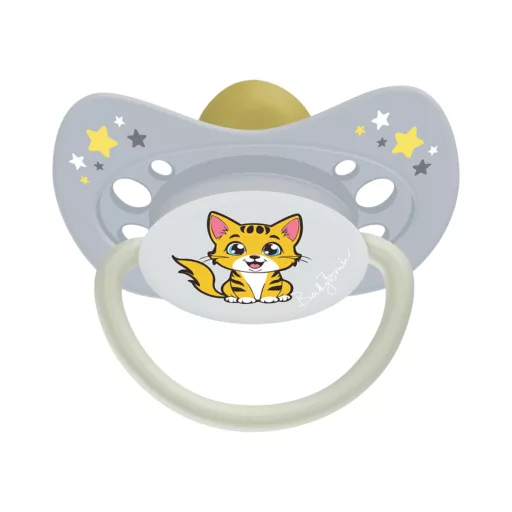 Baby Bruin latex játszócumi világító karikával cseresznye cumival 1-es - cica