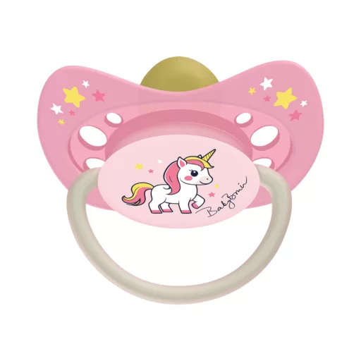 Baby Bruin latex játszócumi világító karikával cseresznye cumival 1-es - unikornis