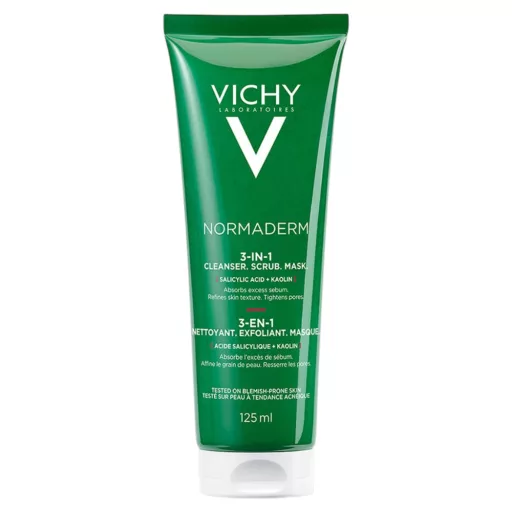 Vichy Normaderm Triactiv 3in1 arctisztító radír és maszk 125 ml