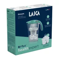  Laica Stream Line Montecarlo zöld vízszűrő kancsó digitális kijelzővel 1 db HealthExpert bi-flux szűrőbetéttel
