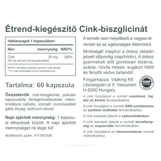 Vitaking Cink-biszglicinát kapszula 60 db