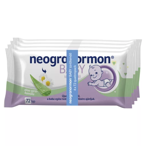 Neogranormon Baby nedves törlőkendő aloe verával és kamillával 4 x 72 db