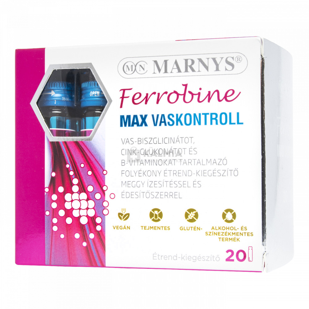 Marnys Ferrobine max vaskontroll ivóampulla cseresznyés 20 x 10 ml akciós termékkép 1