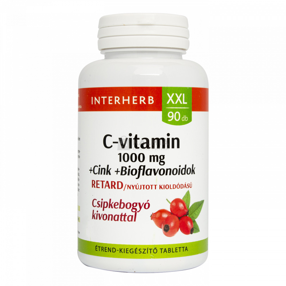 Interherb XXL C- vitamin 1000 mg + Cink + Bioflavonoidok tabletta 90 db akciós termékkép 1