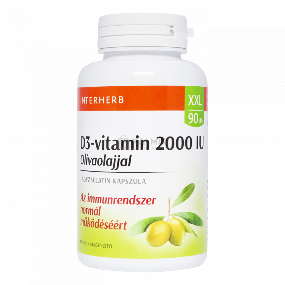 Interherb XXL D3-vitamin olivaolajjal kapszula 90 db akciós termékkép 1