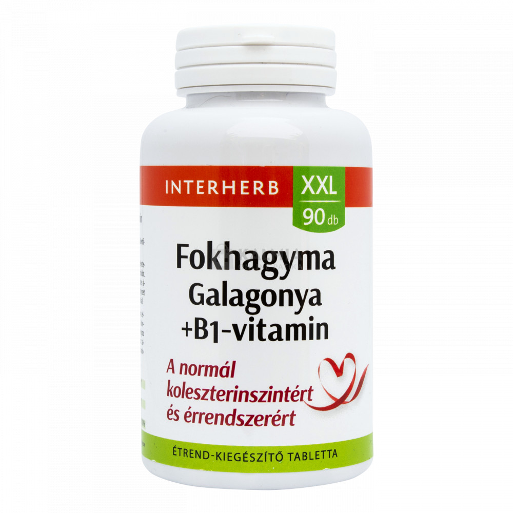 Interherb XXL Fokhagyma +galagonya +B1-vitamin tabletta 90 db akciós termékkép 1