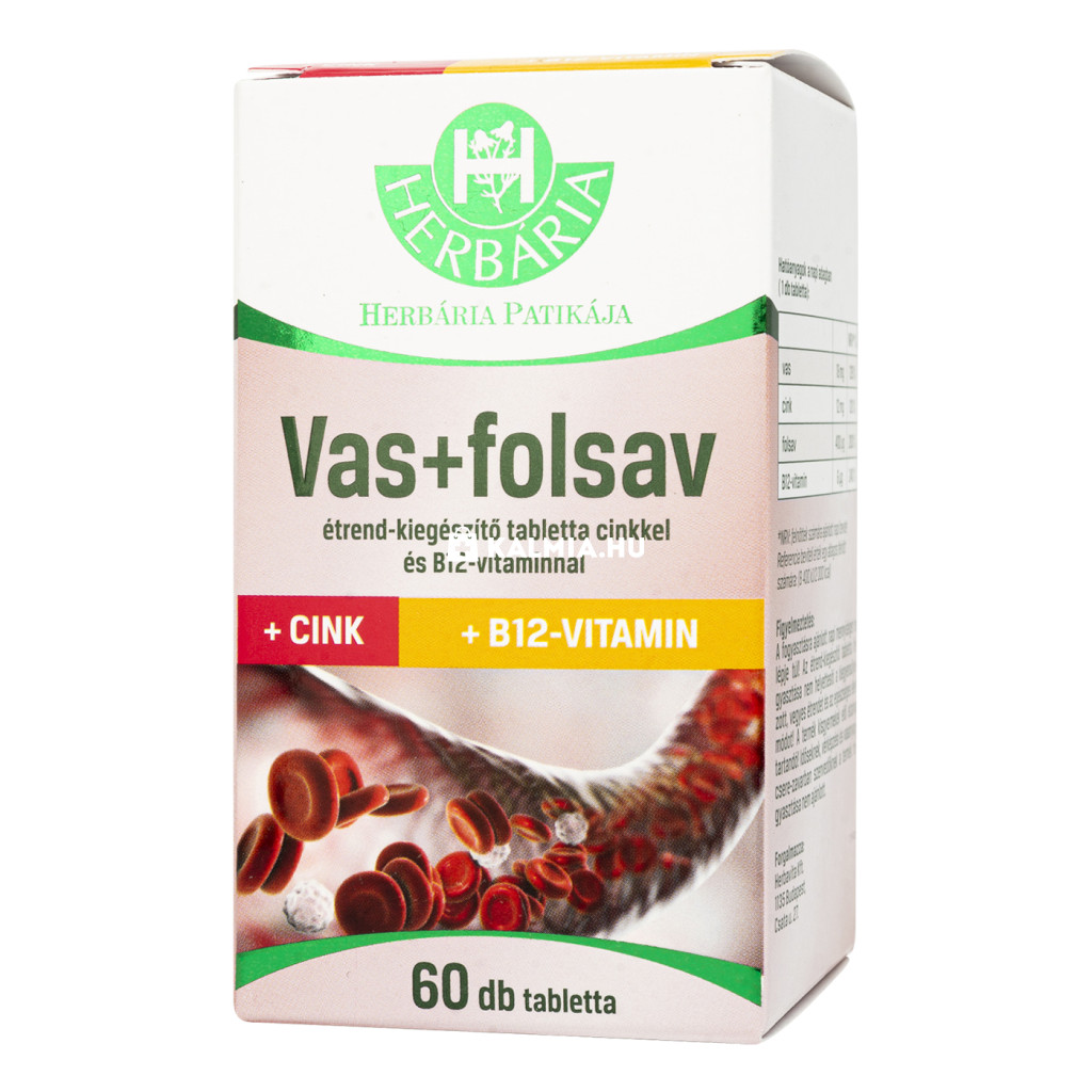 Herbária vas + folsav tabletta 60 db akciós termékkép 1