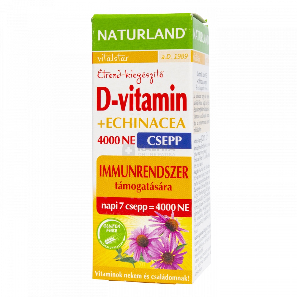 Naturland D-vitamin 4000 NE +Echinacea étrend-kiegészítő csepp 30 ml akciós termékkép 1