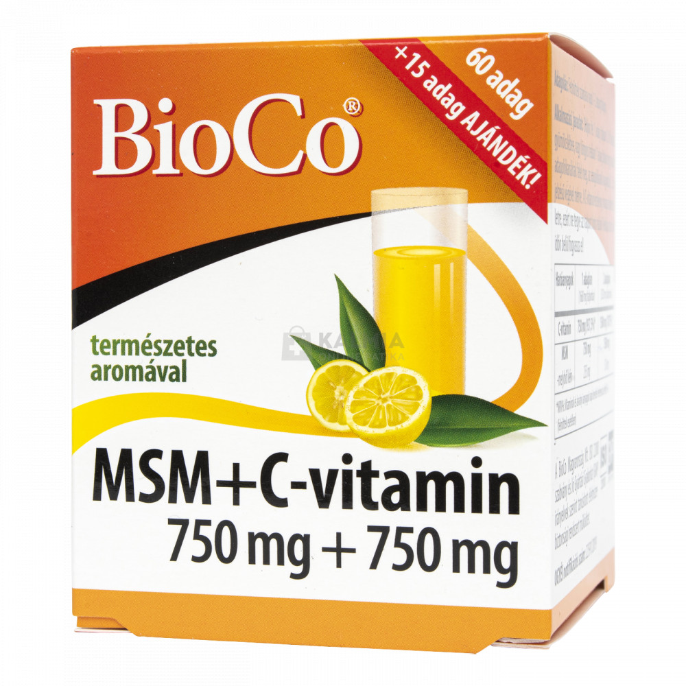 BioCo Msm 750 mg + C-vitamin 750 mg italpor 75 tasak akciós termékkép 1