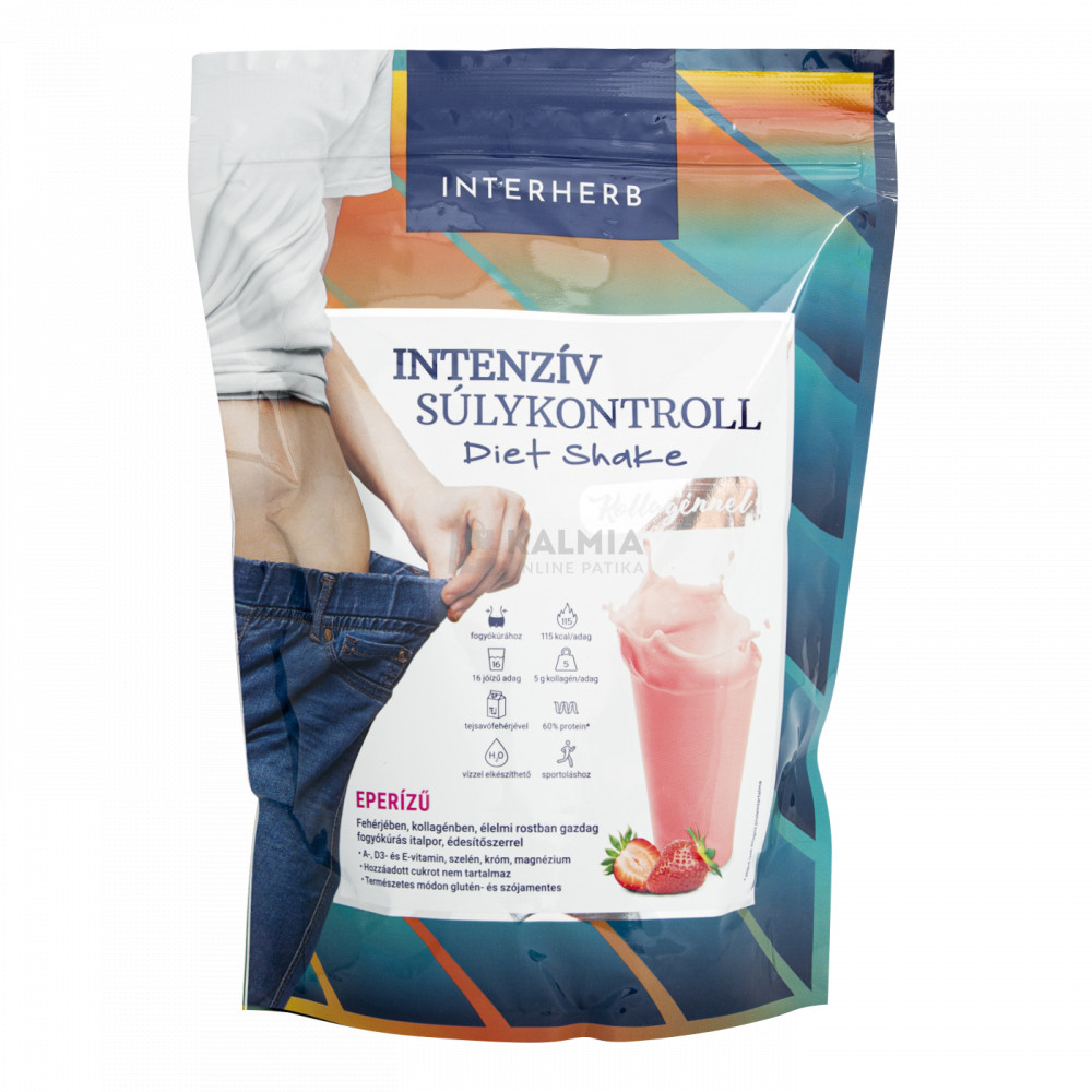 Interherb Intenzív súlykontroll eperízű Diet Shake kollagénnel 528 g 16 adag akciós termékkép 1