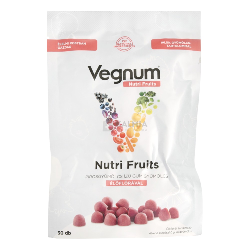 Vegnum NutriFruits piros gyümölcs élőflórás gumigyümölcs 30 db akciós termékkép 1