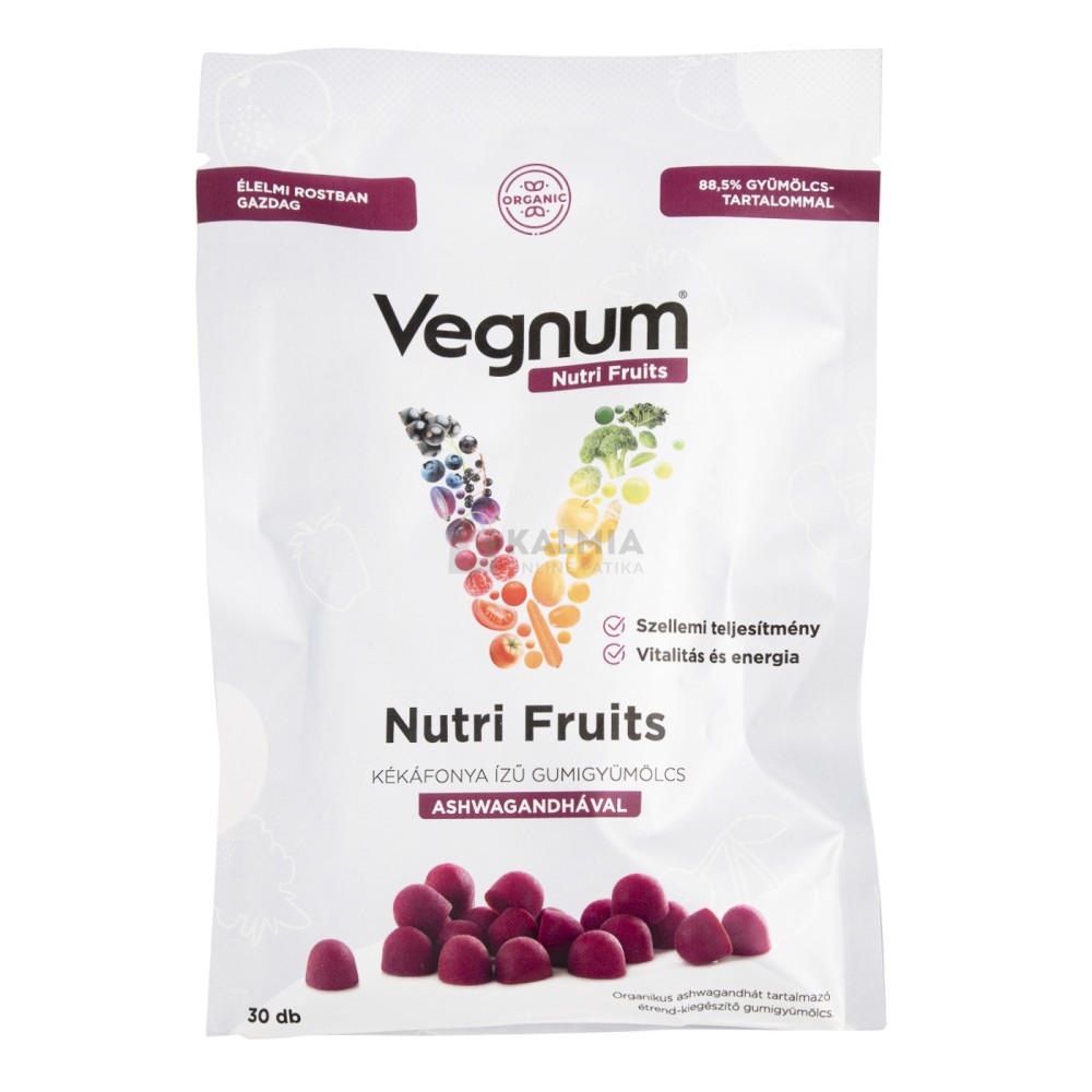 Vegnum NutriFruits kékáfonya gumigyümölcs ashwagandhával 30 db akciós termékkép 1