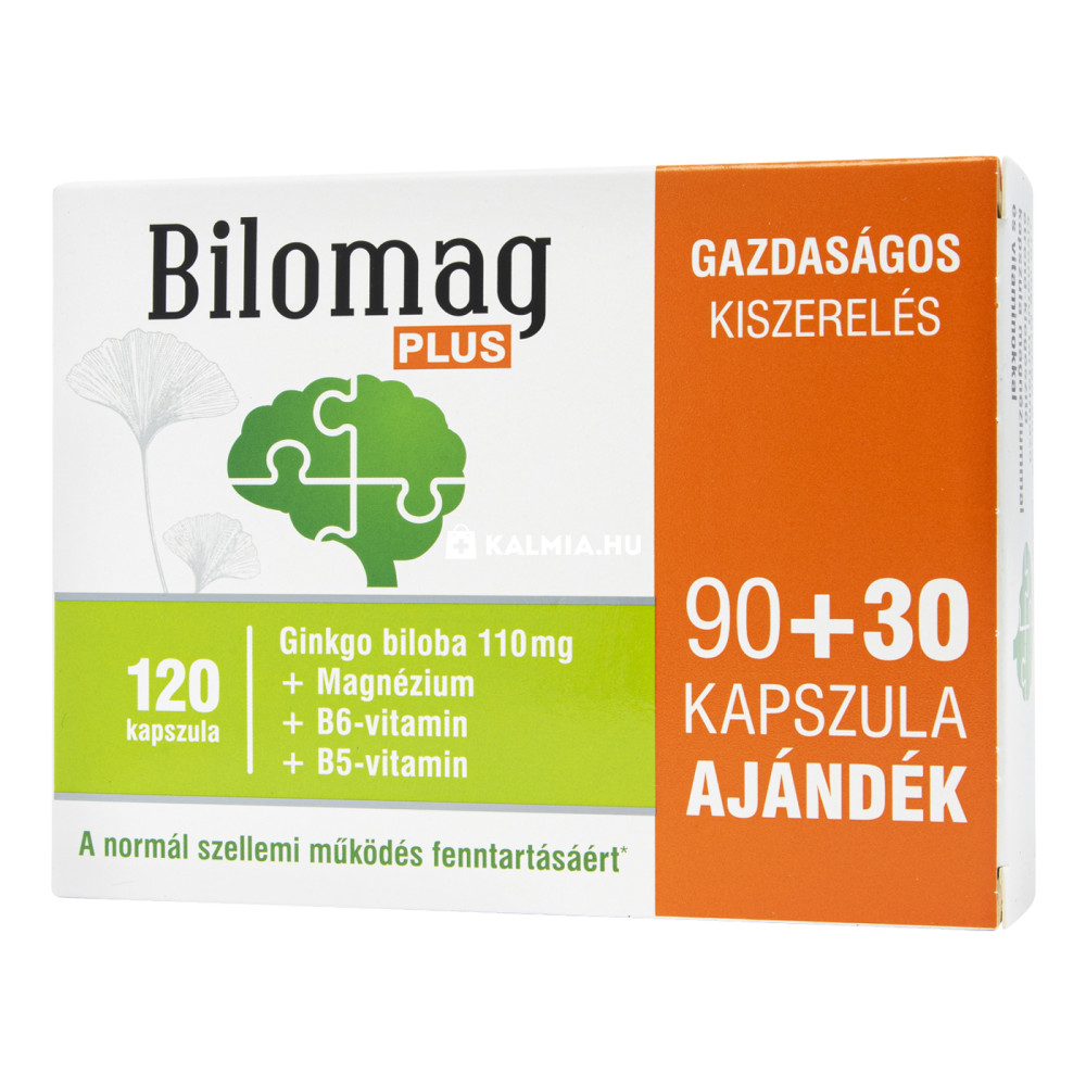 Bilomag Plus ginkgo biloba kivonatot tartalmazó kapszula 110 mg 90 db + 30 db akciós termékkép 1