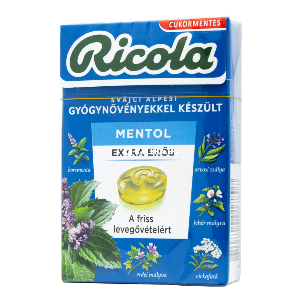 Ricola gyógynövényes extra erős mentol cukormentes cukorka 40 g akciós termékkép 1