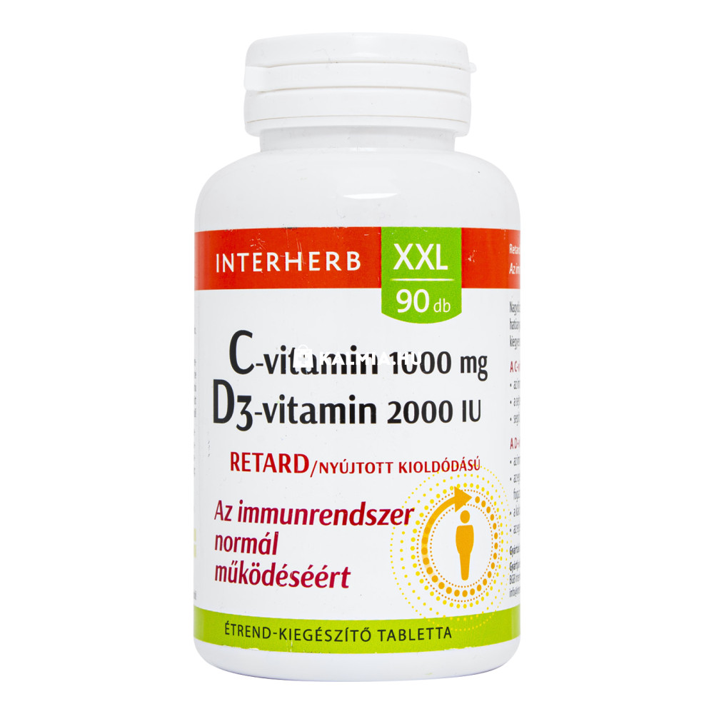 Interherb C-vitamin 1000 mg + D3-vitamin 2000 NE retard tabletta 90 db akciós termékkép 1