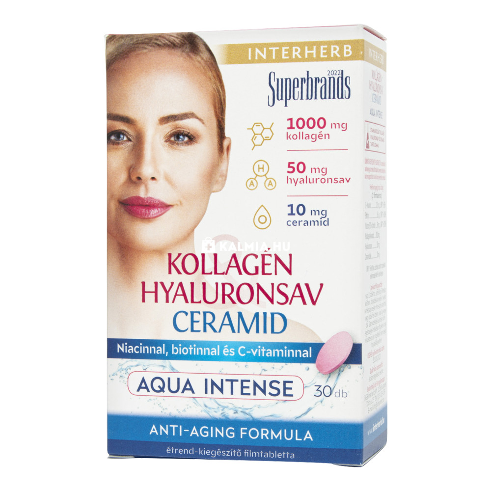 Interherb Kollagén Hyaluronsav Ceramid Aqua Intense tabletta 30 db akciós termékkép 1