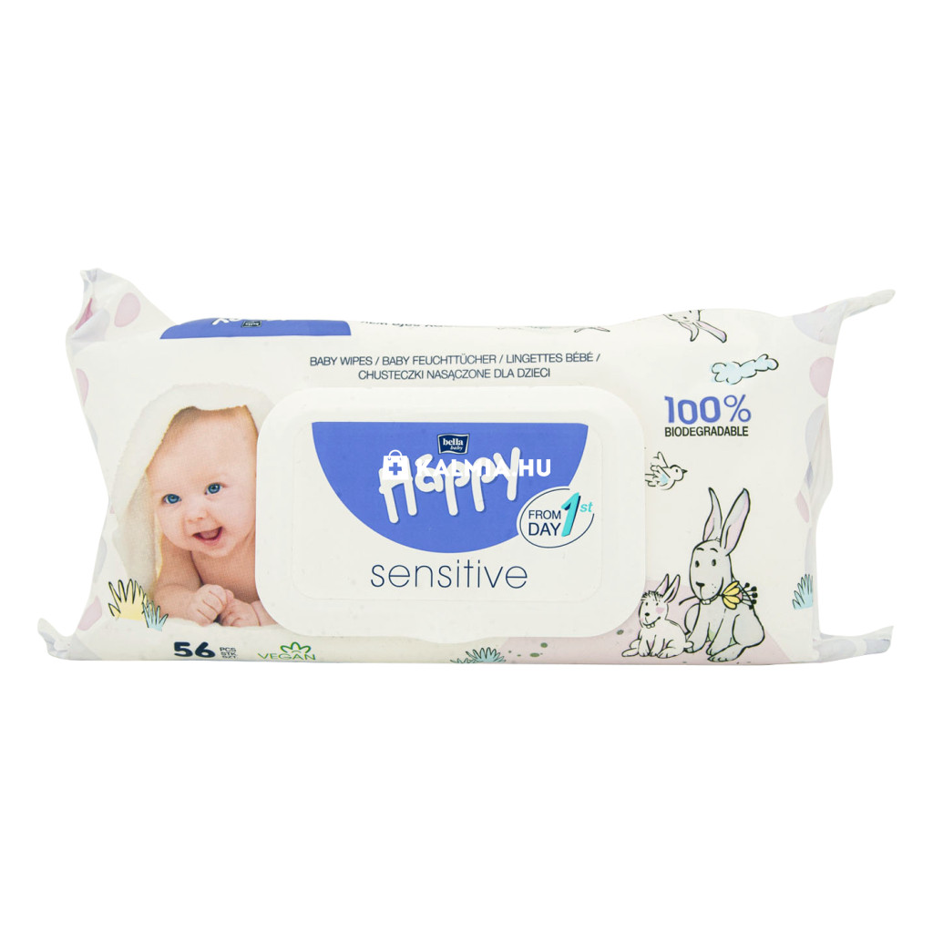 Bella Baby Happy Sensitive babatörlőkendő 56 db akciós termékkép 1